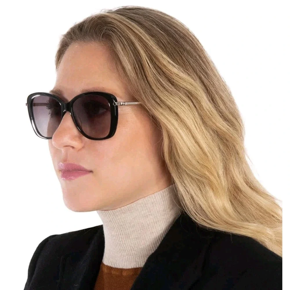 Longchamp Black Gray Gradient Butterfly Ladies Sunglasses 0018 56 LO616SL Case N